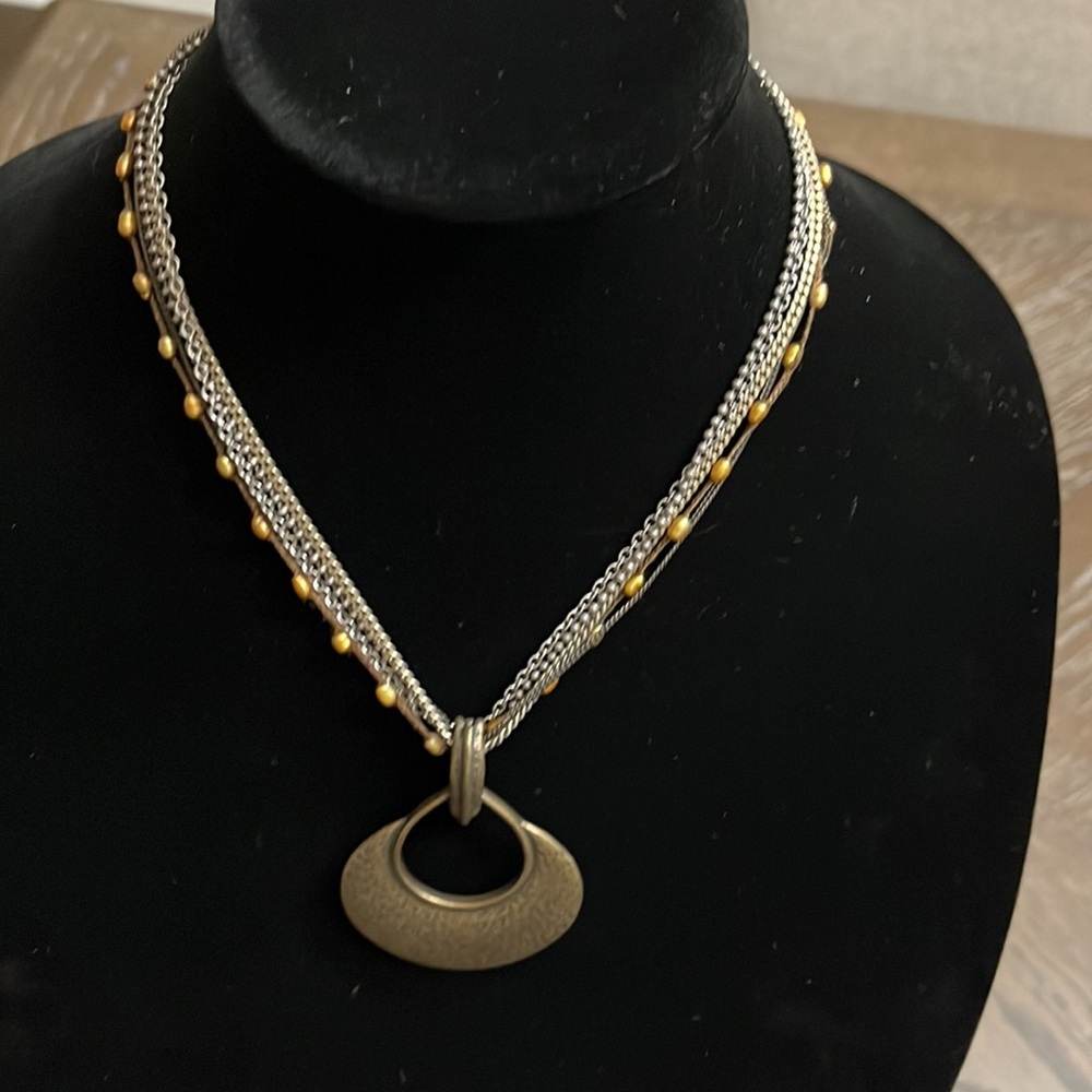Premier Designs multistrand yellow pearls, & various colored chain pendant charm